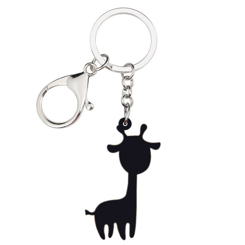 Bonsny Acrilic Dulce Zâmbet Girafă Breloc Breloc Inele Bijuterii Anime pentru Femei Fete Cadou Adolescent Pandantiv Geanta de mână Brelocuri pentru mașină