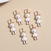 10 ks zlatých farebných mixov kvetinových príveskov s králikmi a bábikami, prívesok so zvieratami, vhodné na náhrdelníky, ručne vyrábané šperky.