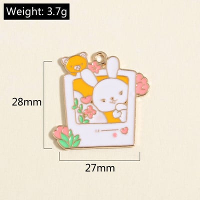 10 ks zlatých farebných mixov kvetinových príveskov s králikmi a bábikami, prívesok so zvieratami, vhodné na náhrdelníky, ručne vyrábané šperky.