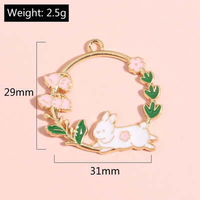 10 ks zlatých farebných mixov kvetinových príveskov s králikmi a bábikami, prívesok so zvieratami, vhodné na náhrdelníky, ručne vyrábané šperky.