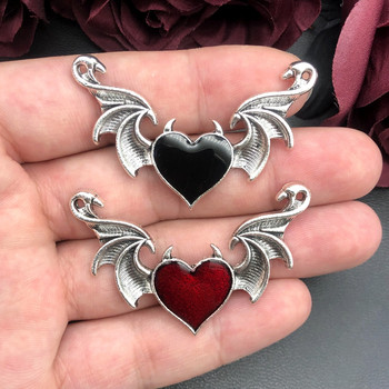 5 бр. 55*38 mm Creative Devil\'s Heart Enamel Праскова Сърце Devil\'s Wings Висулка Занаятчийски занаяти Направи си сам Колие Аксесоари за бижута