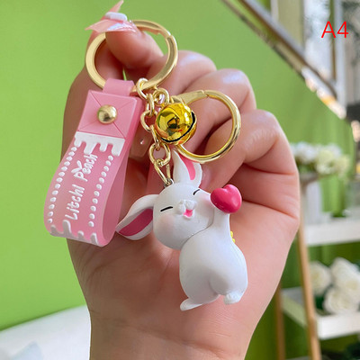 Ötvözet strassz kristály rajzfilm nyúl kulcstartó Kreatív aranyos kulcstartó medál autós kézitáska kulcstartók táska kiegészítők