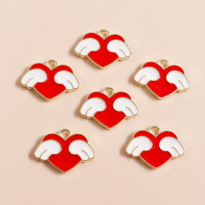 10db 13*13mm Romantikus Zománc Love Heart Bűbáj nyaklánchoz Medálok Fülbevalók Barkácsolás Színes Mini Bűbáj Ékszer keresés