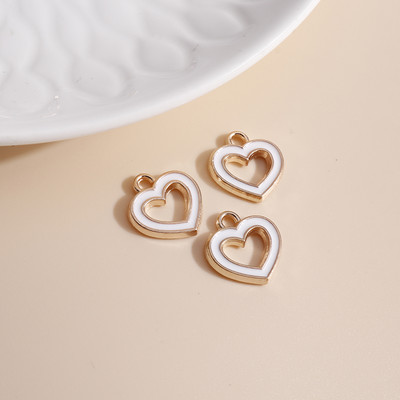 10db 13*13mm Romantikus Zománc Love Heart Bűbáj nyaklánchoz Medálok Fülbevalók Barkácsolás Színes Mini Bűbáj Ékszer keresés