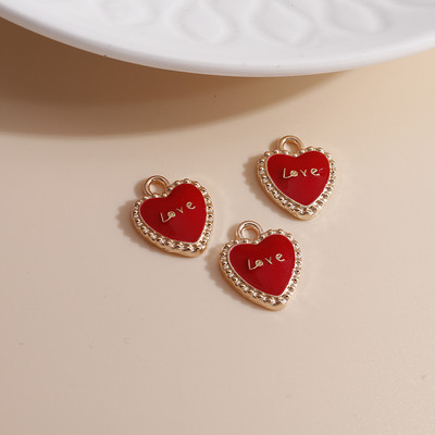 10db 13*13mm Romantikus Zománc Love Heart Bűbáj nyaklánchoz Medálok Fülbevalók Barkácsolás Színes Mini Bűbáj Ékszer keresés