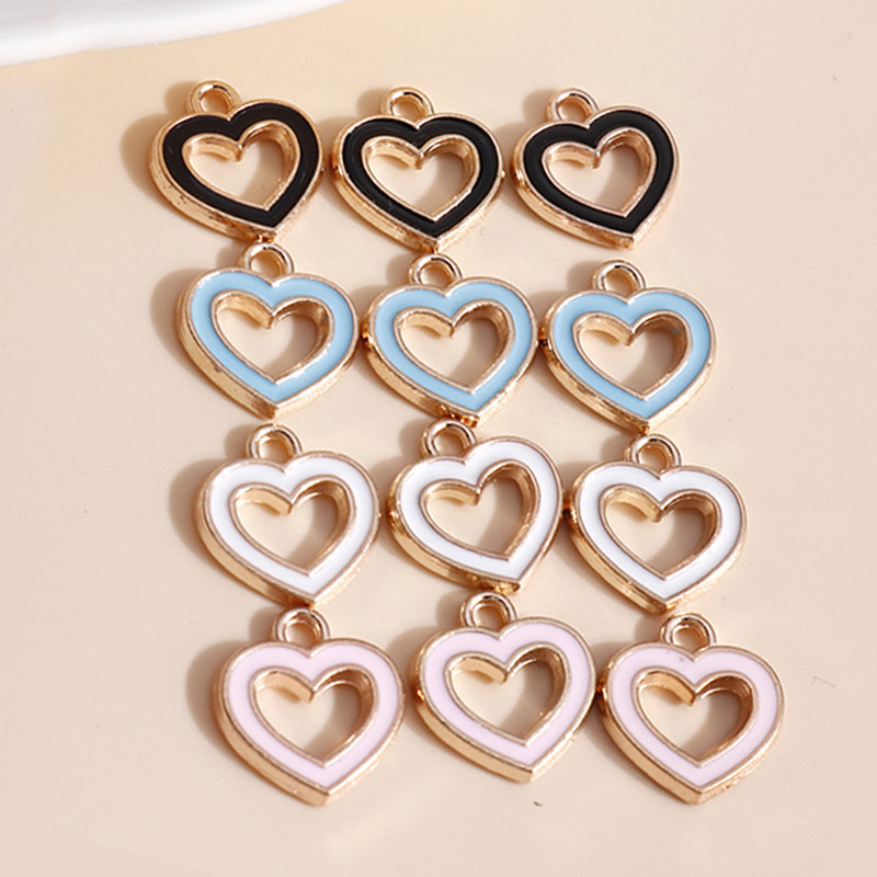 10db 13*13mm Romantikus Zománc Love Heart Bűbáj nyaklánchoz Medálok Fülbevalók Barkácsolás Színes Mini Bűbáj Ékszer keresés