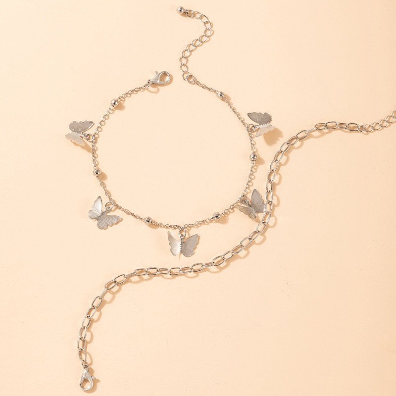 Tocona 4 buc/seturi la modă ciucuri fluture gleznele pentru femei Brelocuri de culoare auriu aliaj metal lanț pentru picioare bijuterii boeme 21730