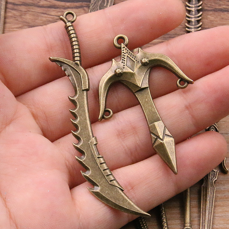 10 buc. 15 stiluri, aliaj mixt, 2 culori, cavaler, sabie, cuțit, pistol, arc farmece pentru bijuterii, bricolaj, arme lucrate manual, pandantiv