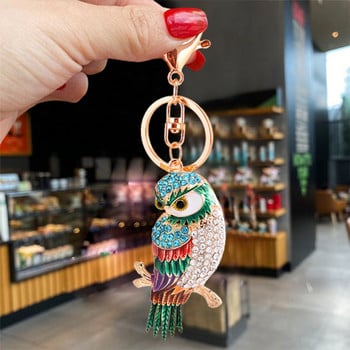 Χαριτωμένο Rhinestone Crystal Owl Bird Parrot Μπρελόκ Ζώο Μπρελόκ Κρεμαστό μπρελόκ