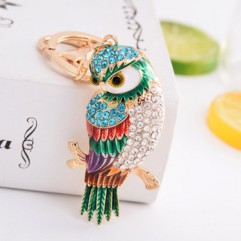 Χαριτωμένο Rhinestone Crystal Owl Bird Parrot Μπρελόκ Ζώο Μπρελόκ Κρεμαστό μπρελόκ