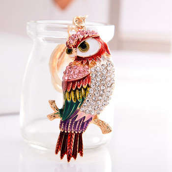 Χαριτωμένο Rhinestone Crystal Owl Bird Parrot Μπρελόκ Ζώο Μπρελόκ Κρεμαστό μπρελόκ