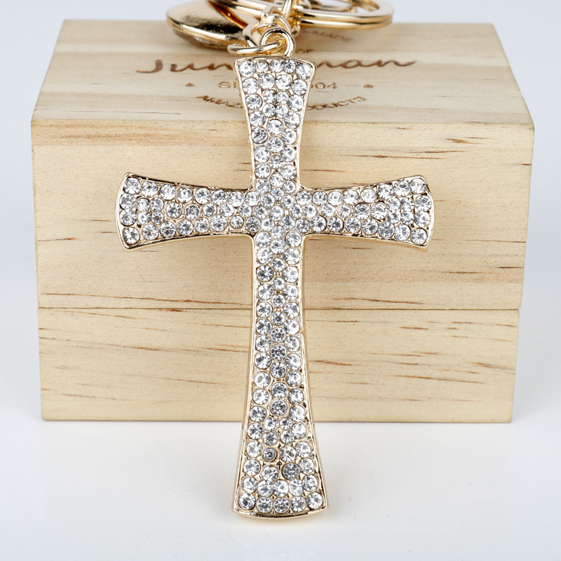 Σχέδιο Rhinestone Κρυστάλλινο Σταυρό Μπρελόκ Μπρελόκ Chic Lucky Τσάντα Πορτοφόλι Κρεμαστό Αυτοκίνητο Γυναικεία Μπρελόκ Δαχτυλίδι Κάτοχος Χριστιανικό Δώρο