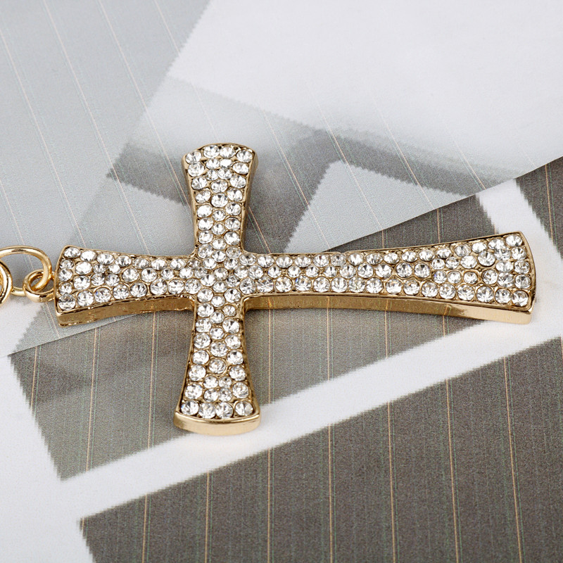Σχέδιο Rhinestone Κρυστάλλινο Σταυρό Μπρελόκ Μπρελόκ Chic Lucky Τσάντα Πορτοφόλι Κρεμαστό Αυτοκίνητο Γυναικεία Μπρελόκ Δαχτυλίδι Κάτοχος Χριστιανικό Δώρο