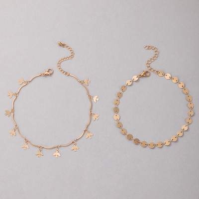 Tocona 2 buc/seturi Pretty Butterfly Anklets Noua modă din aliaj metal lanț reglabil pentru picioare pentru femei bărbați bijuterii de vară 20852