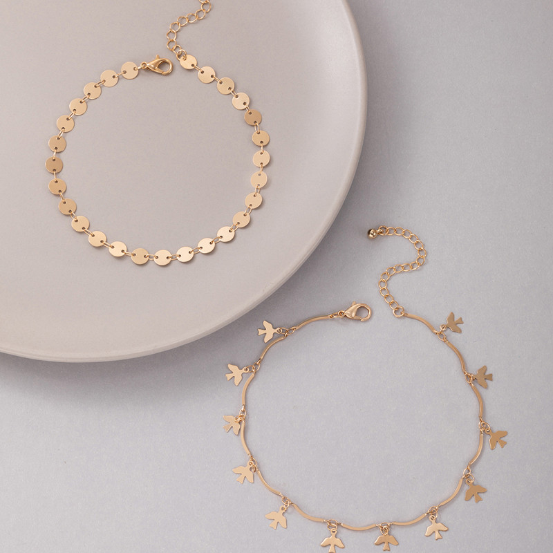 Tocona 2 buc/seturi Pretty Butterfly Anklets Noua modă din aliaj metal lanț reglabil pentru picioare pentru femei bărbați bijuterii de vară 20852