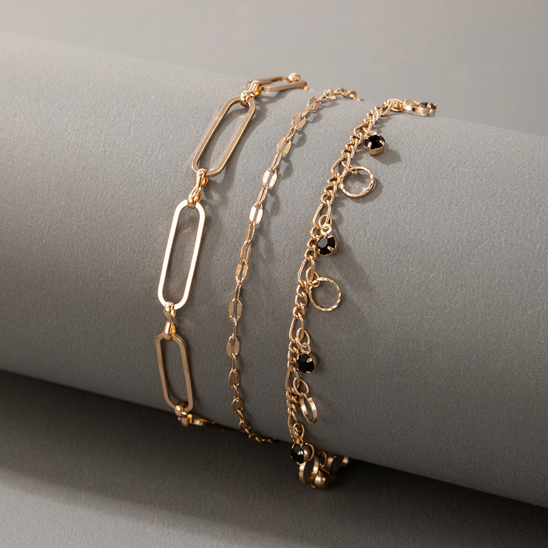 Tocona, de lux, cristal negru, piatră, ciucuri, gleznele pentru femei scobite în geometrie, lanț pentru picioare reglabile, bijuterii boeme 17919