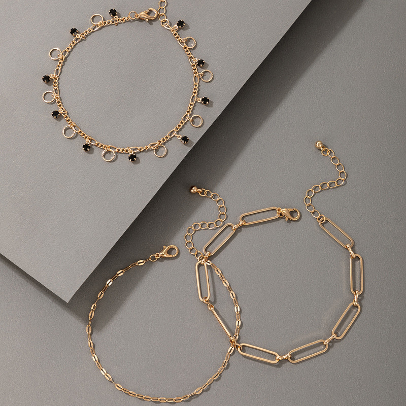 Tocona, de lux, cristal negru, piatră, ciucuri, gleznele pentru femei scobite în geometrie, lanț pentru picioare reglabile, bijuterii boeme 17919