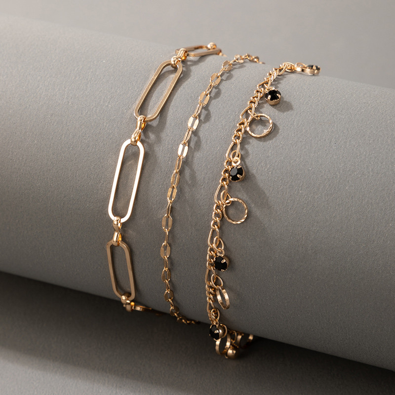 Tocona, de lux, cristal negru, piatră, ciucuri, gleznele pentru femei scobite în geometrie, lanț pentru picioare reglabile, bijuterii boeme 17919