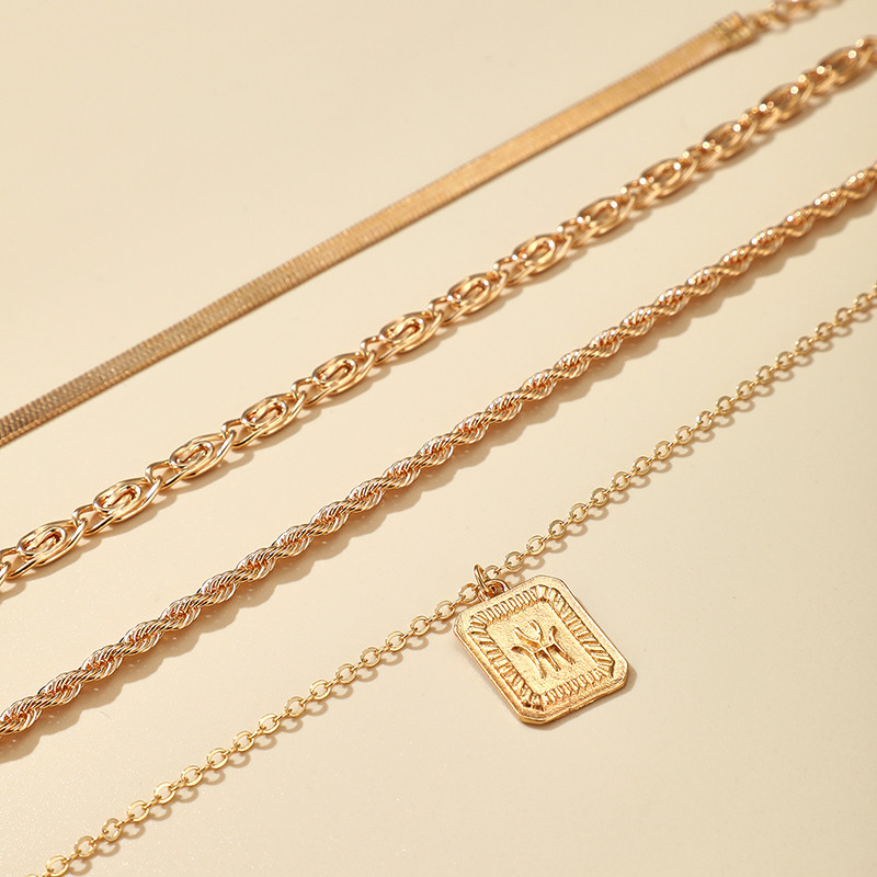 Tocona 4 buc/seturi gleznă boemă cu lanț gros pentru femei, culoare aurie, aliaj geoemtric, metal, bijuterii la modă, accesorii 15571