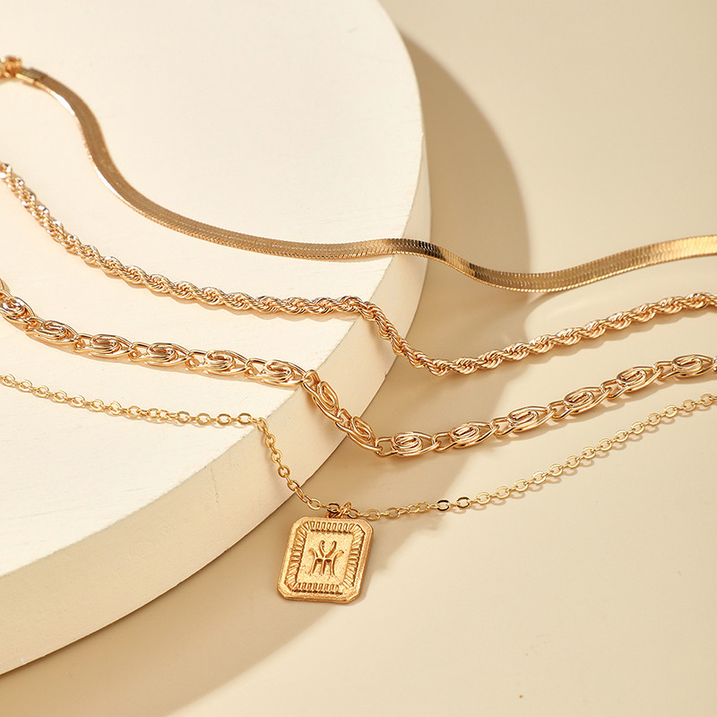 Tocona 4 buc/seturi gleznă boemă cu lanț gros pentru femei, culoare aurie, aliaj geoemtric, metal, bijuterii la modă, accesorii 15571