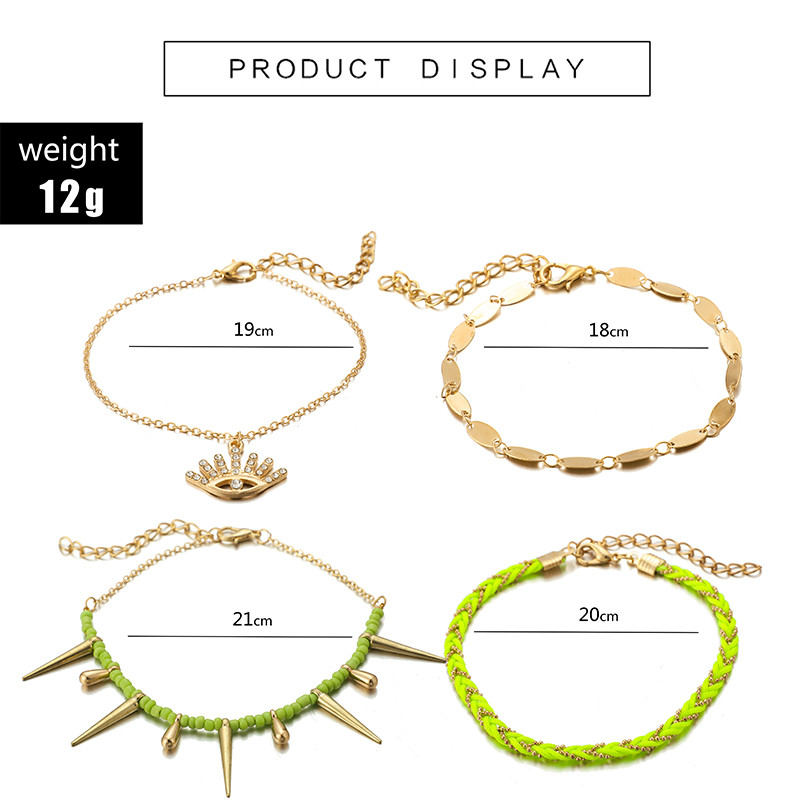 Tocona 4vnt./komplektai Bohemiški kutai Moterims Prabangūs krištolo akmenys Akys Virvė pėdų grandinėlė aukso spalvos vafliai Vasariniai papuošalai