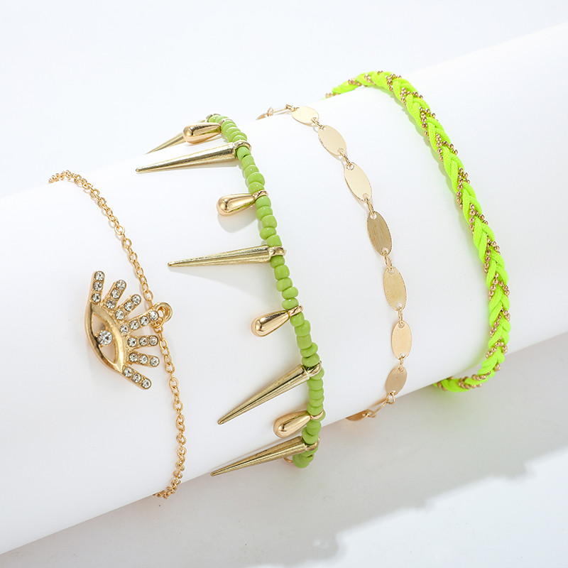 Tocona 4vnt./komplektai Bohemiški kutai Moterims Prabangūs krištolo akmenys Akys Virvė pėdų grandinėlė aukso spalvos vafliai Vasariniai papuošalai