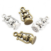 YuenZ 10 buc. Lampă cu kerosen de culoare argintie antică Charms Pandantive pentru colier, brățară, bijuterii, fabricare manuală, 20*10 mm J409