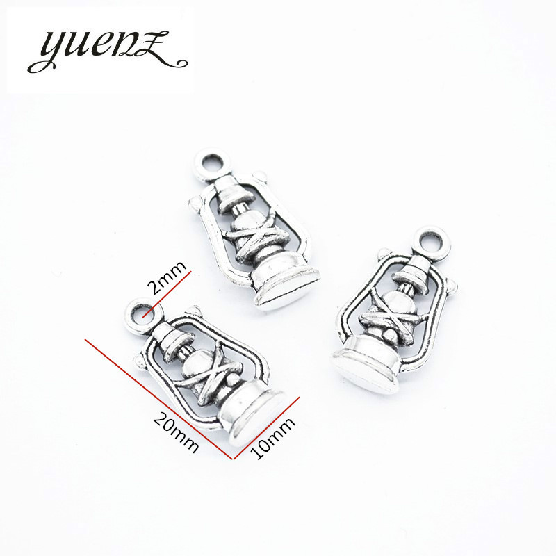 YuenZ 10 buc. Lampă cu kerosen de culoare argintie antică Charms Pandantive pentru colier, brățară, bijuterii, fabricare manuală, 20*10 mm J409