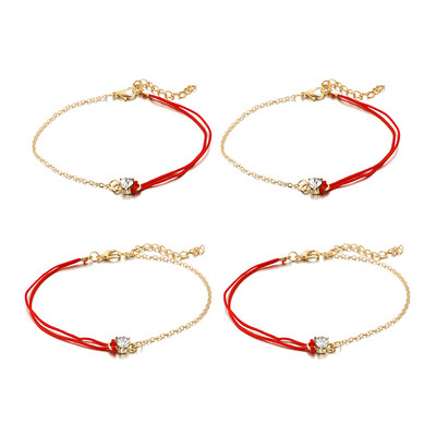 Tocona Tocona Brațe de gleznă cu pandantiv de cristal pentru femei, frânghie roșie norocoasă pe picior, set de glezne cu lanț reglabil, bijuterii cu farmec 8387