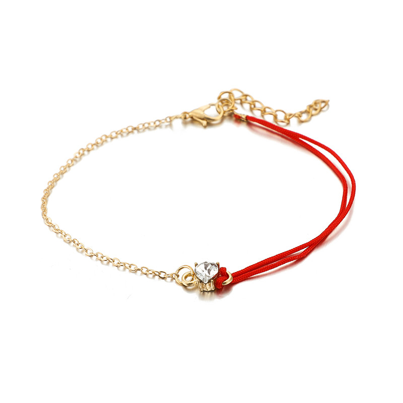Tocona Tocona Brațe de gleznă cu pandantiv de cristal pentru femei, frânghie roșie norocoasă pe picior, set de glezne cu lanț reglabil, bijuterii cu farmec 8387