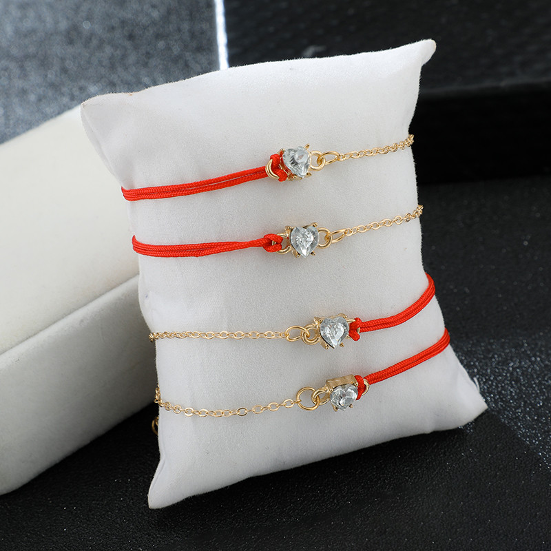 Tocona Tocona Brațe de gleznă cu pandantiv de cristal pentru femei, frânghie roșie norocoasă pe picior, set de glezne cu lanț reglabil, bijuterii cu farmec 8387