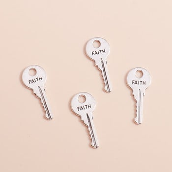 30 бр. 25*11 мм антични сребърни талисмани за ключове FAITH Letter Charms Висулки за Направи си сам обеци Колие Аксесоари за бижута