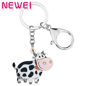 NEWEI Akrilinis varpelis pieninių galvijų karvių raktų pakabukai ūkinių gyvūnų raktų pakabukai moterims mergaičių paauglių rankinės automobilio piniginės žavesio papuošimo dovana
