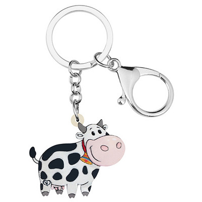 NEWEI Akrilinis varpelis pieninių galvijų karvių raktų pakabukai ūkinių gyvūnų raktų pakabukai moterims mergaičių paauglių rankinės automobilio piniginės žavesio papuošimo dovana