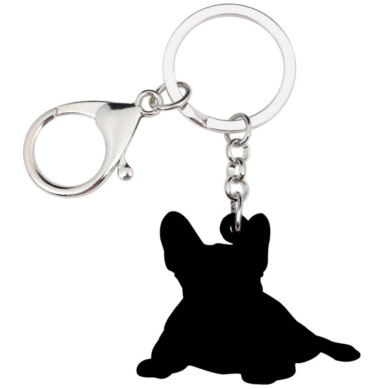 Bonsny akrilo naujovė prancūzų buldogas mopsas šunų raktų pakabukai raktų pakabukas žiedas gyvūnų papuošalai moterims mergaičių rankinė automobilio žavesio aksesuaras