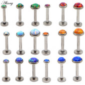 Partija 3 vnt Opal Stone Labret Monroe Lip Stud Auskarų vėrimas Kremzlė Tragus Helix Auskaras Nose Stud 16g Lūpų žiedas Kūno papuošalai