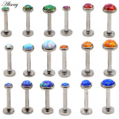 Partija 3 vnt Opal Stone Labret Monroe Lip Stud Auskarų vėrimas Kremzlė Tragus Helix Auskaras Nose Stud 16g Lūpų žiedas Kūno papuošalai