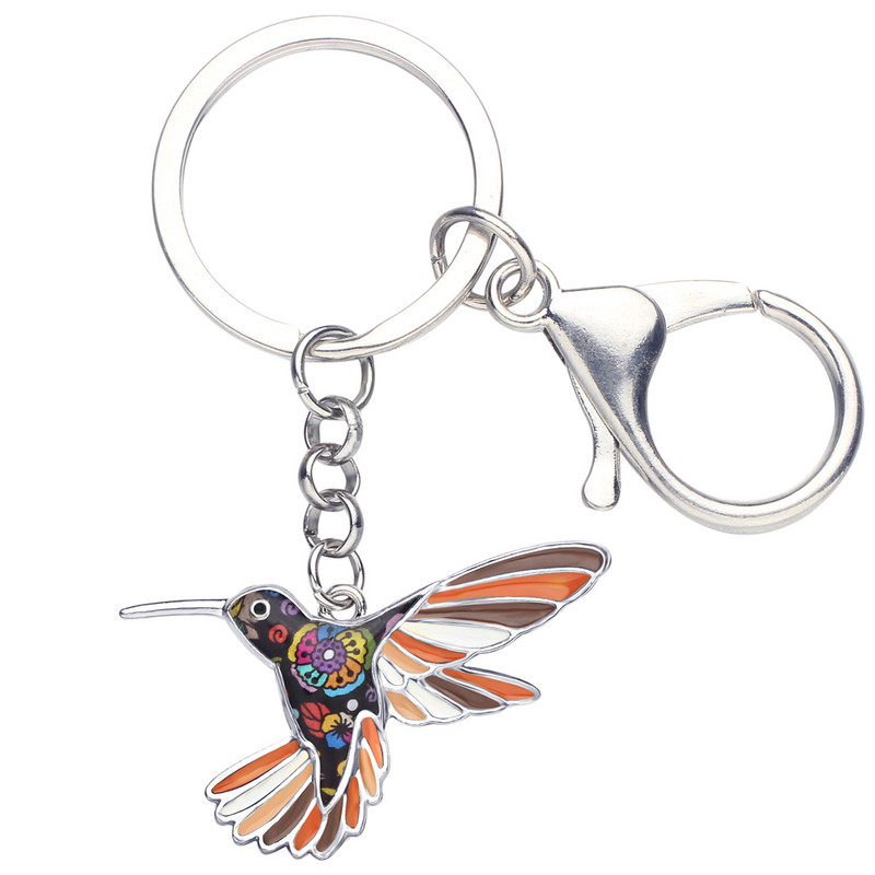 Lanț cheie de pasăre colibri Floral din aliaj de email Bonsny Brelocuri Inel Bijuterii animale de modă pentru femei Fete Geanta Brelocuri pentru mașini Cadouri
