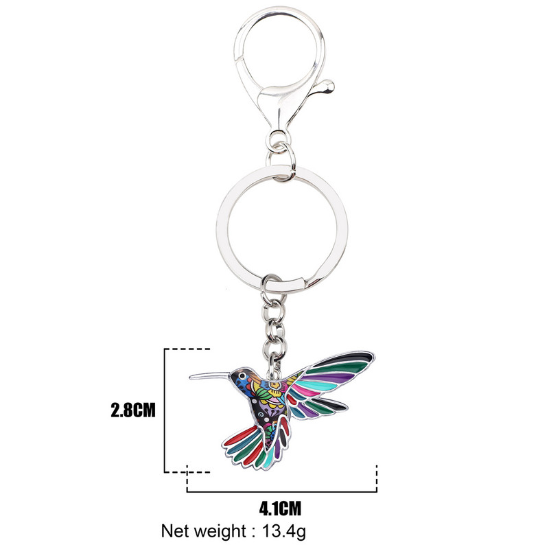 Lanț cheie de pasăre colibri Floral din aliaj de email Bonsny Brelocuri Inel Bijuterii animale de modă pentru femei Fete Geanta Brelocuri pentru mașini Cadouri