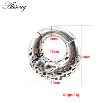 Alisouy 1PC Отливка от неръждаема стомана Кръгъл кръг Тежести за уши Тежки разширители Тапи за разтягане Датчици Обеци Бижута за пиърсинг