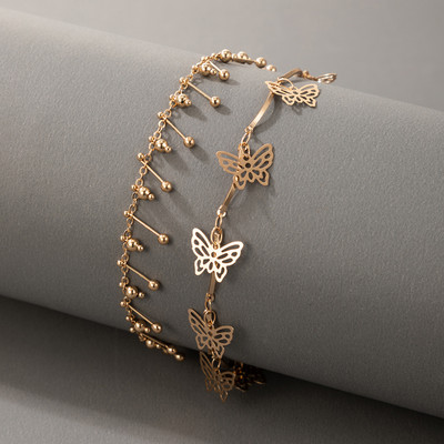 Tocona 2vnt./rinkinys Gražūs drugelių kutų kulkšniai moterims Charms Hollow Out geometrijos lydinio metalo pėdų grandinėlės papuošalai 18043