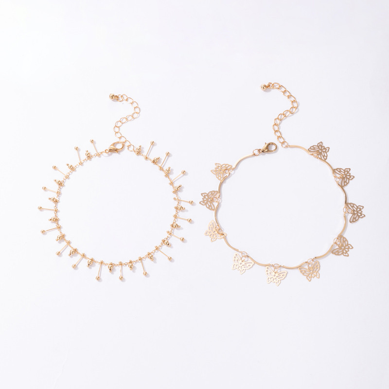 Tocona 2vnt./rinkinys Gražūs drugelių kutų kulkšniai moterims Charms Hollow Out geometrijos lydinio metalo pėdų grandinėlės papuošalai 18043