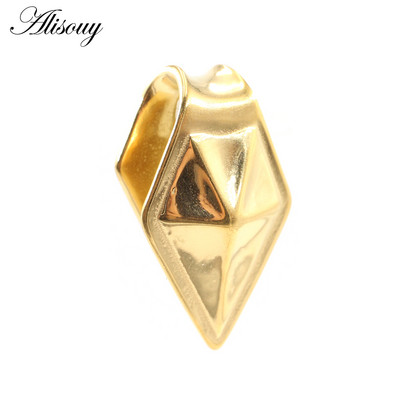 Alisouy 1PC din oțel inoxidabil Rhombus Con Vârf Greutăți pentru urechi Expansoare grele Plugii de targă Manometre Cercei Bijuterii Piercing pentru corp