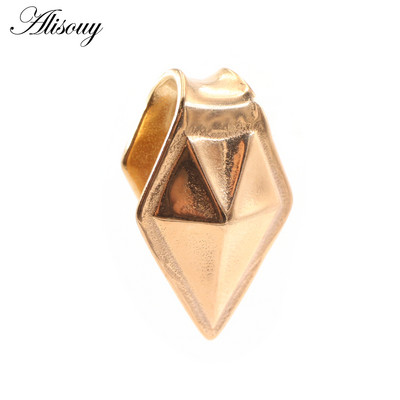 Alisouy 1PC din oțel inoxidabil Rhombus Con Vârf Greutăți pentru urechi Expansoare grele Plugii de targă Manometre Cercei Bijuterii Piercing pentru corp