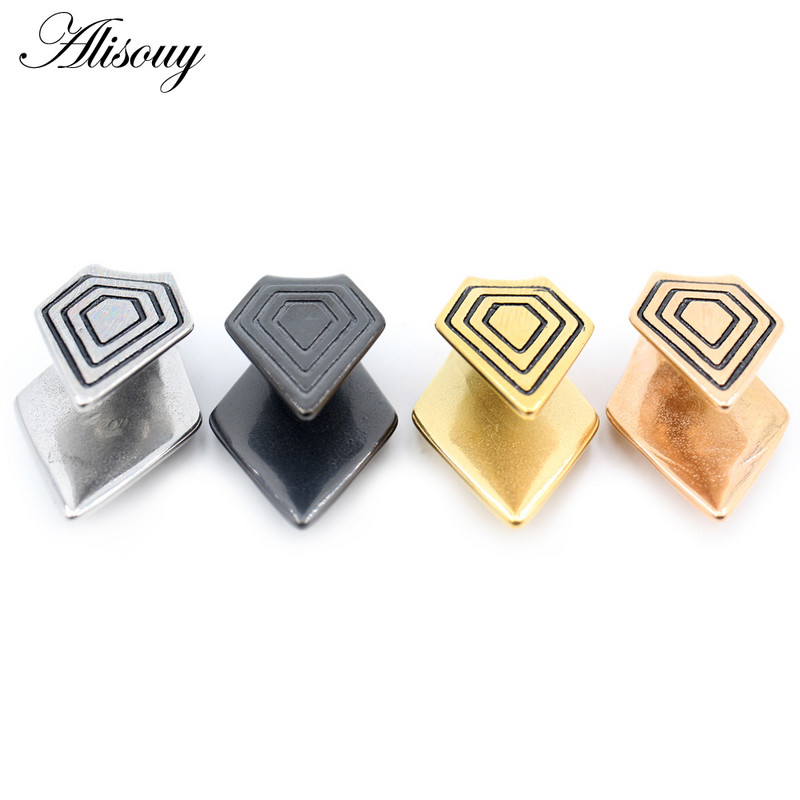 Alisouy 1PC din oțel inoxidabil Rhombus Con Vârf Greutăți pentru urechi Expansoare grele Plugii de targă Manometre Cercei Bijuterii Piercing pentru corp