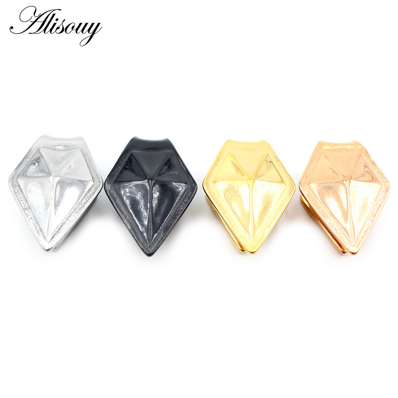 Alisouy 1PC din oțel inoxidabil Rhombus Con Vârf Greutăți pentru urechi Expansoare grele Plugii de targă Manometre Cercei Bijuterii Piercing pentru corp
