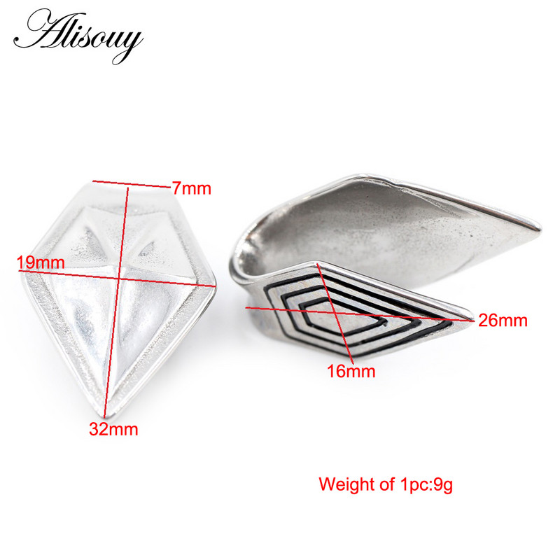 Alisouy 1PC din oțel inoxidabil Rhombus Con Vârf Greutăți pentru urechi Expansoare grele Plugii de targă Manometre Cercei Bijuterii Piercing pentru corp
