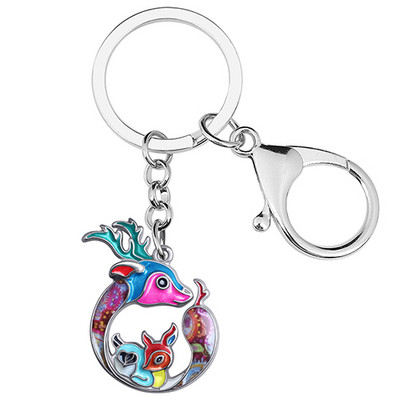 NEWEI Motinos dienos emalio lydinio žirafa Sika Deer raktų pakabukai automobilinė piniginė raktų pakabukas Dovanos madingi papuošalai moterims mergaitėms, krepšiai, papuošalai