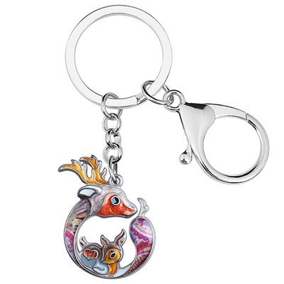 NEWEI Motinos dienos emalio lydinio žirafa Sika Deer raktų pakabukai automobilinė piniginė raktų pakabukas Dovanos madingi papuošalai moterims mergaitėms, krepšiai, papuošalai