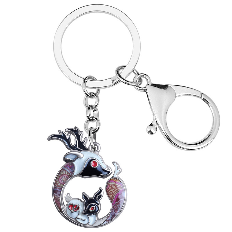 NEWEI Motinos dienos emalio lydinio žirafa Sika Deer raktų pakabukai automobilinė piniginė raktų pakabukas Dovanos madingi papuošalai moterims mergaitėms, krepšiai, papuošalai